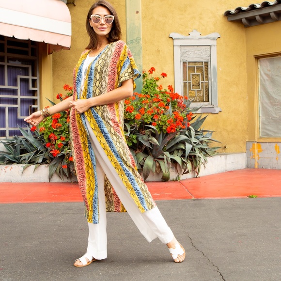 NWT Snake Print Long Kimono MADE IN USA - Picture 3 of 8